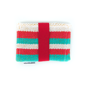 Rojo y Verde Azulado Stiped Two Pocket Wallet
